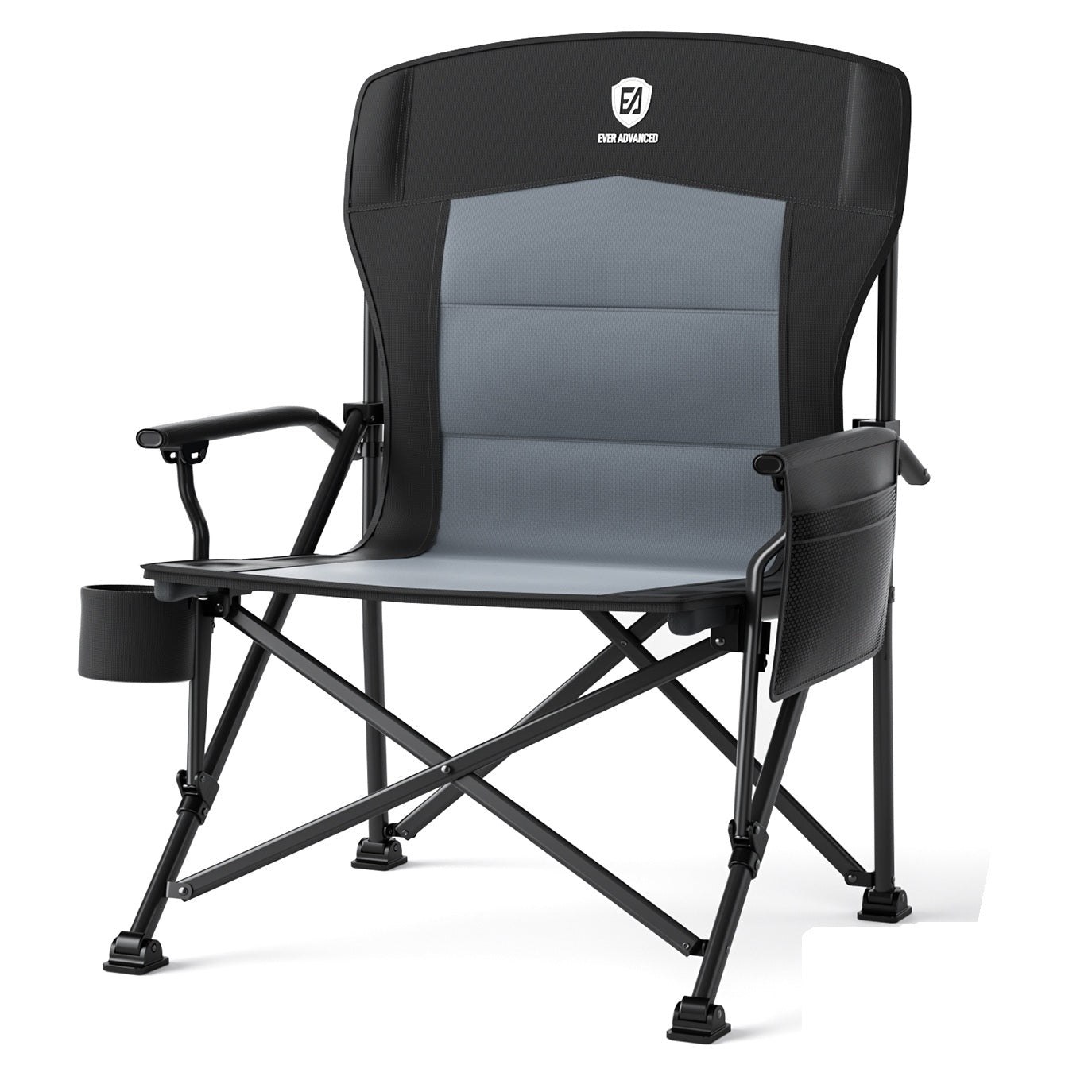 EVER ADVANCED oversized folding camping chair with side pocket