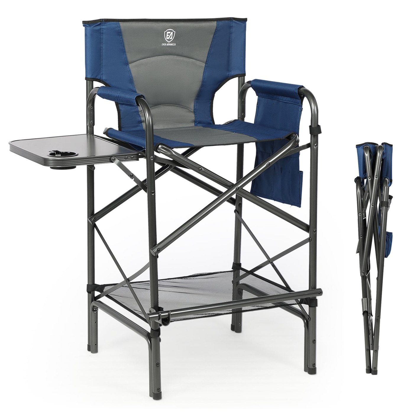 EVER ADVANCED Big-N-Tall folding directors chair with side table